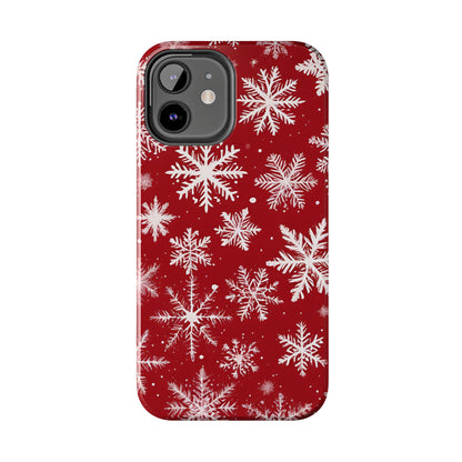 Snowflakes on Red - Tough Phone Case for iPhone and Samsung Phone Cases