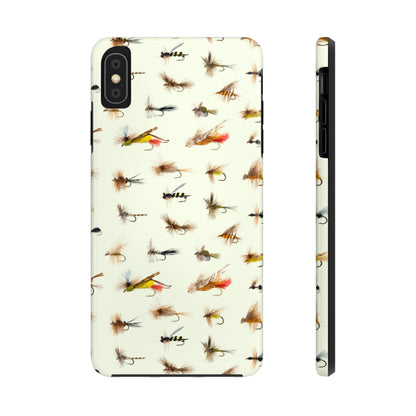 Dry Fly Fishing Lures in Cream  Tough Phone Case for iPhone and Samsung Smartphones