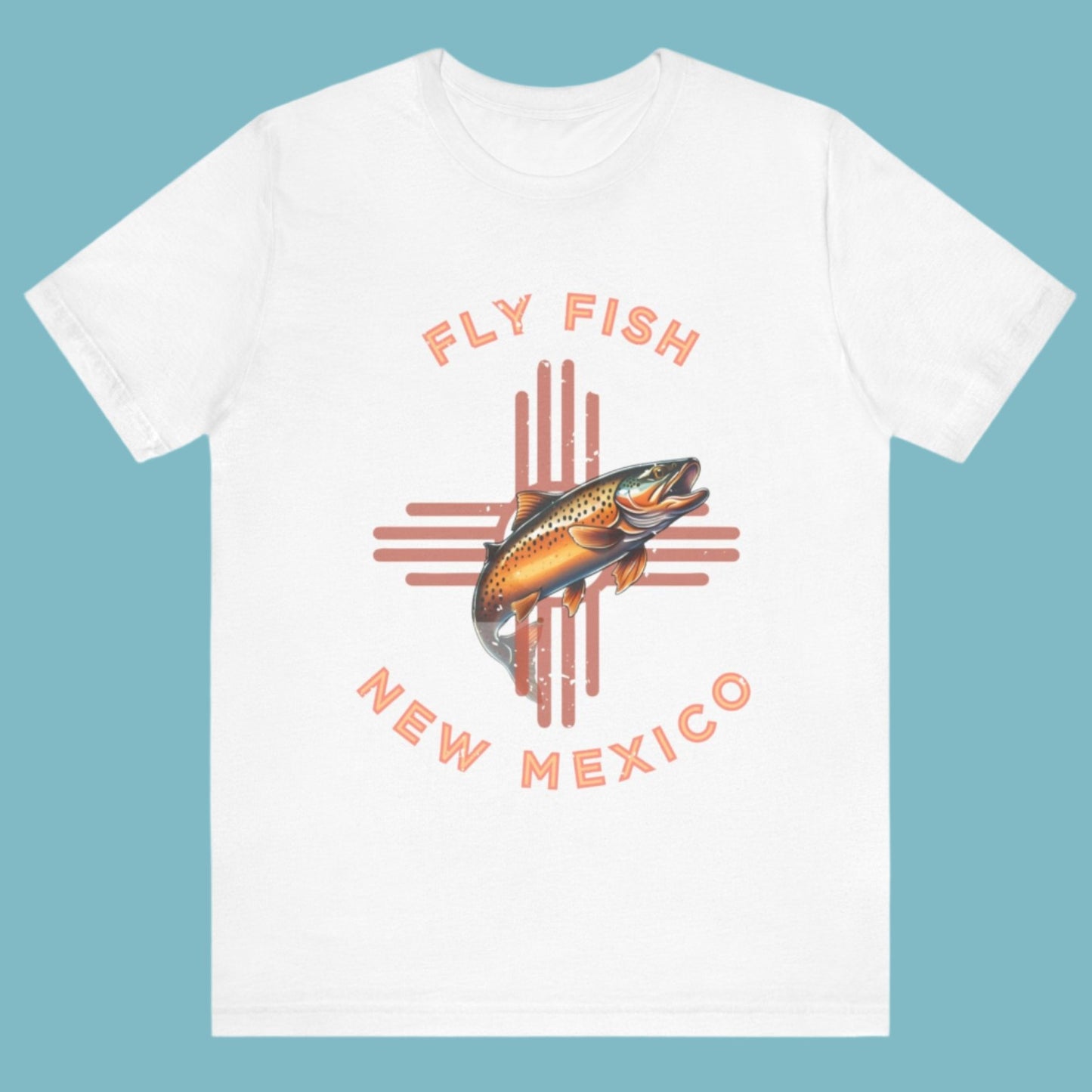 Fly Fishing New Mexico Distressed T - Shirt for Men and Women - Orange Zia -Women's