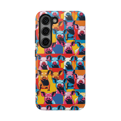 Colorful Pop Art Style Pigs Design - Tough Phone Cases for iPhone and Samsung Smartphones