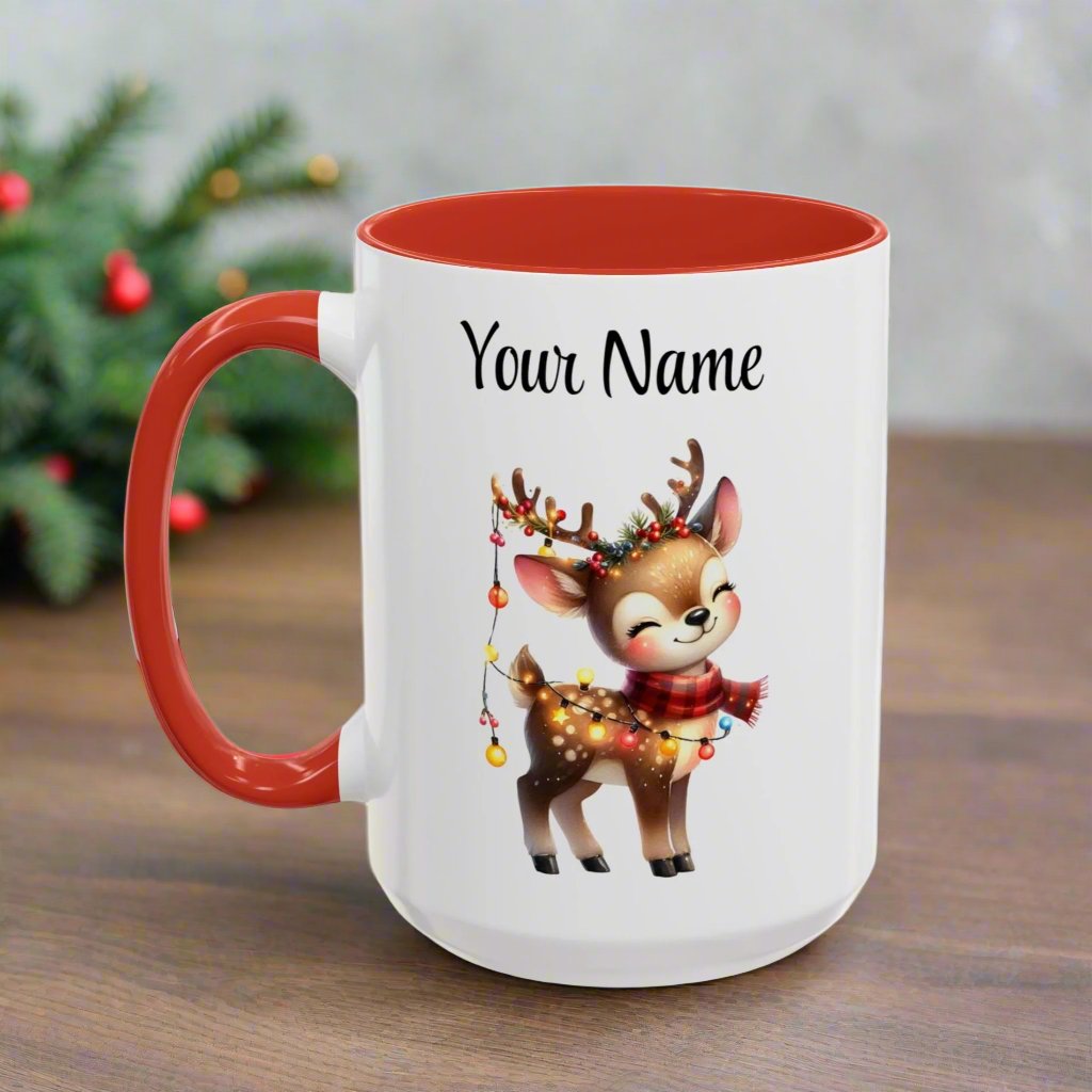 Personalized Coffee Mug Vintage Reindeer Design (11oz or15oz) Christmas Mug - Design #12