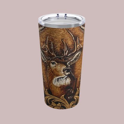 Tumbler 20oz - Brown Leather Look Deer Design