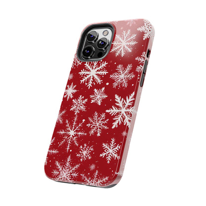 Snowflakes on Red - Tough Phone Case for iPhone and Samsung Phone Cases