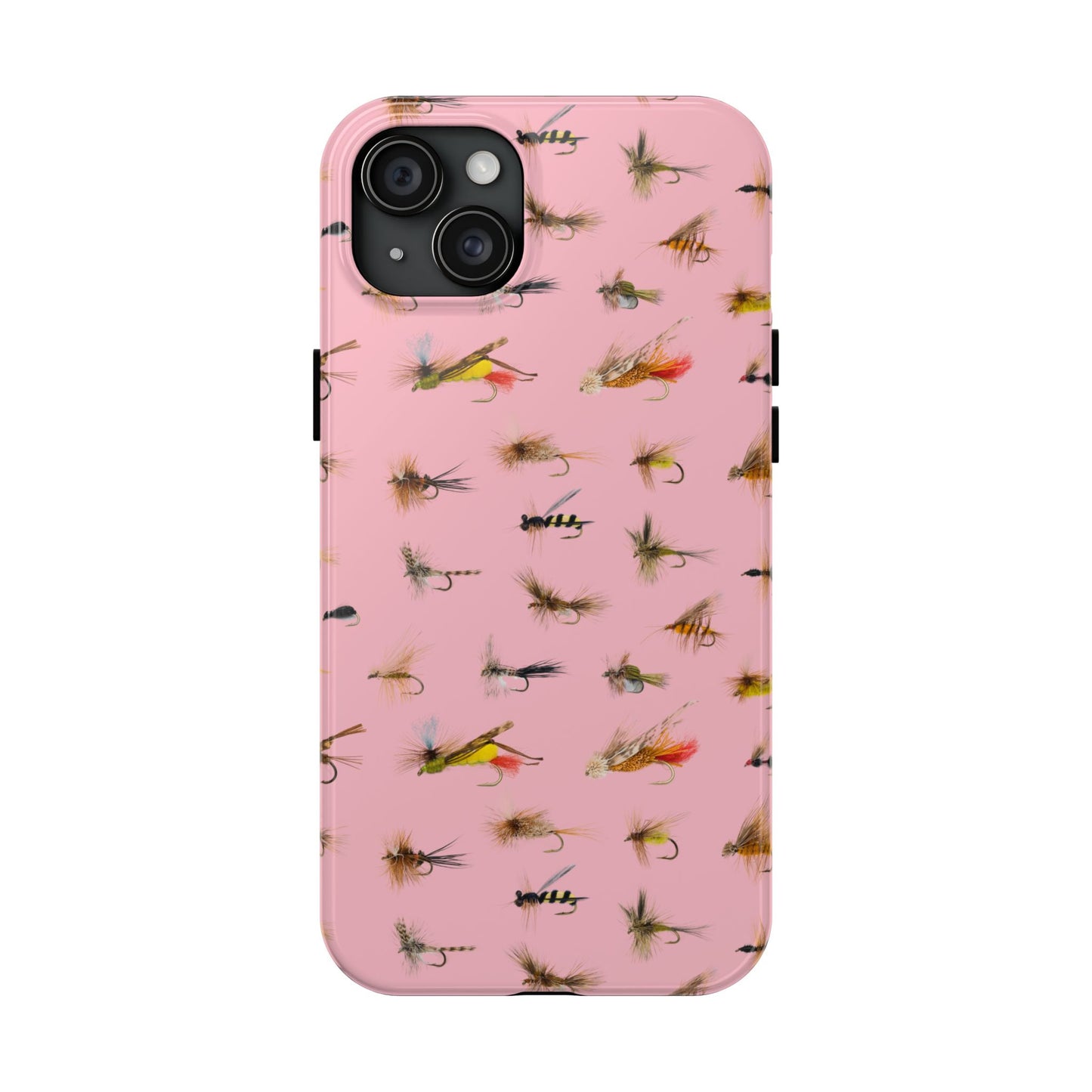 Dry Fly Fishing Lures in Pink Tough Phone Case for iPhone and Samsung Smartphones