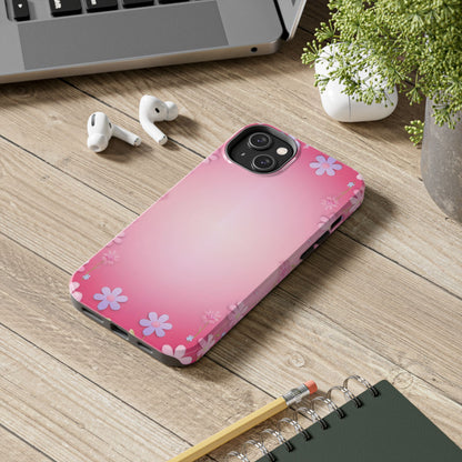 Phone Case - Flowers on Pink Ombre Design