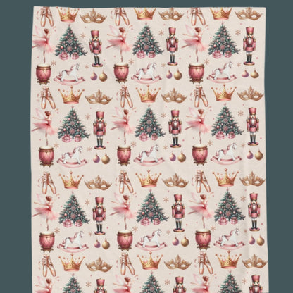 Nutcracker Themed Blanket Pink Elegant Christmas - Choose From 3 Sizes