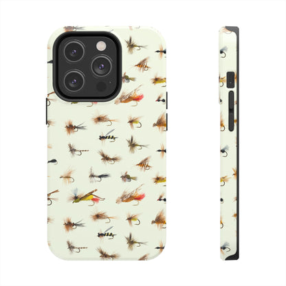 Dry Fly Fishing Lures in Cream  Tough Phone Case for iPhone and Samsung Smartphones