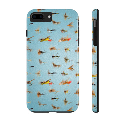 Dry Fly Fishing Lures in Light Blue Tough Phone Case for iPhone and Samsung Smartphones