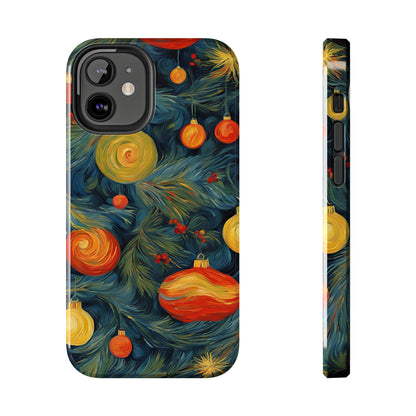 Christmas Tree and Ornaments Whimsical Art- Tough Phone Case for iPhones and Samsung Smartphones