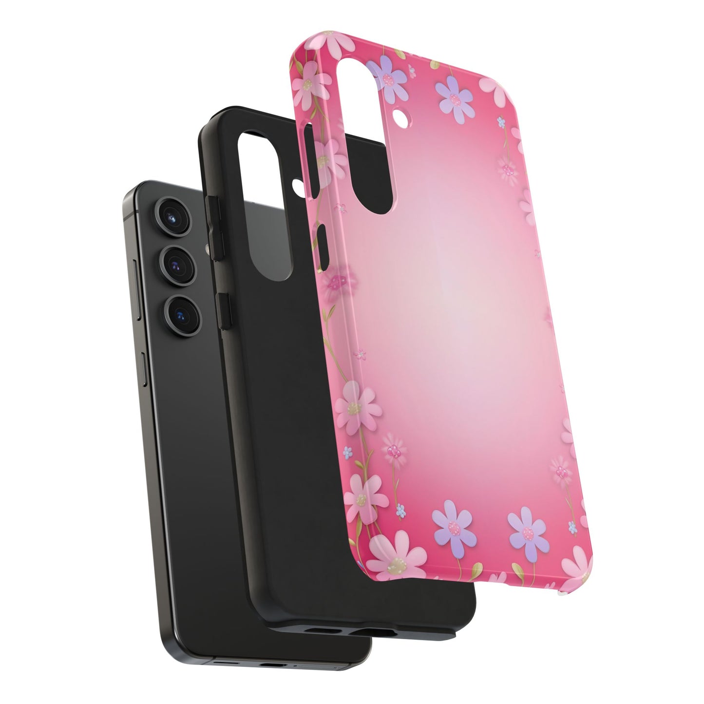 Phone Case - Flowers on Pink Ombre Design