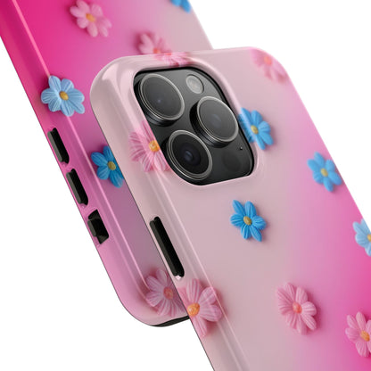 Phone Case - 3D Flowers on Pink Ombre Design