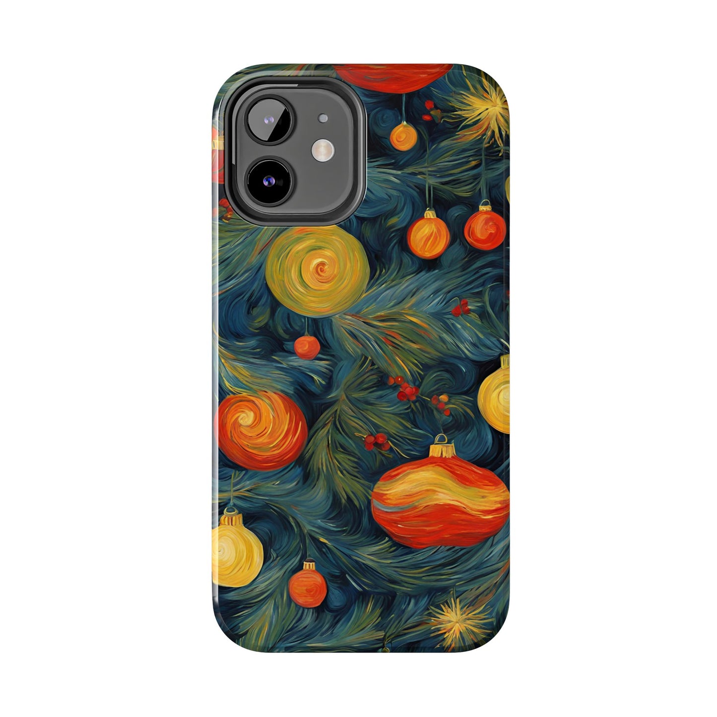 Christmas Tree and Ornaments Whimsical Art- Tough Phone Case for iPhones and Samsung Smartphones