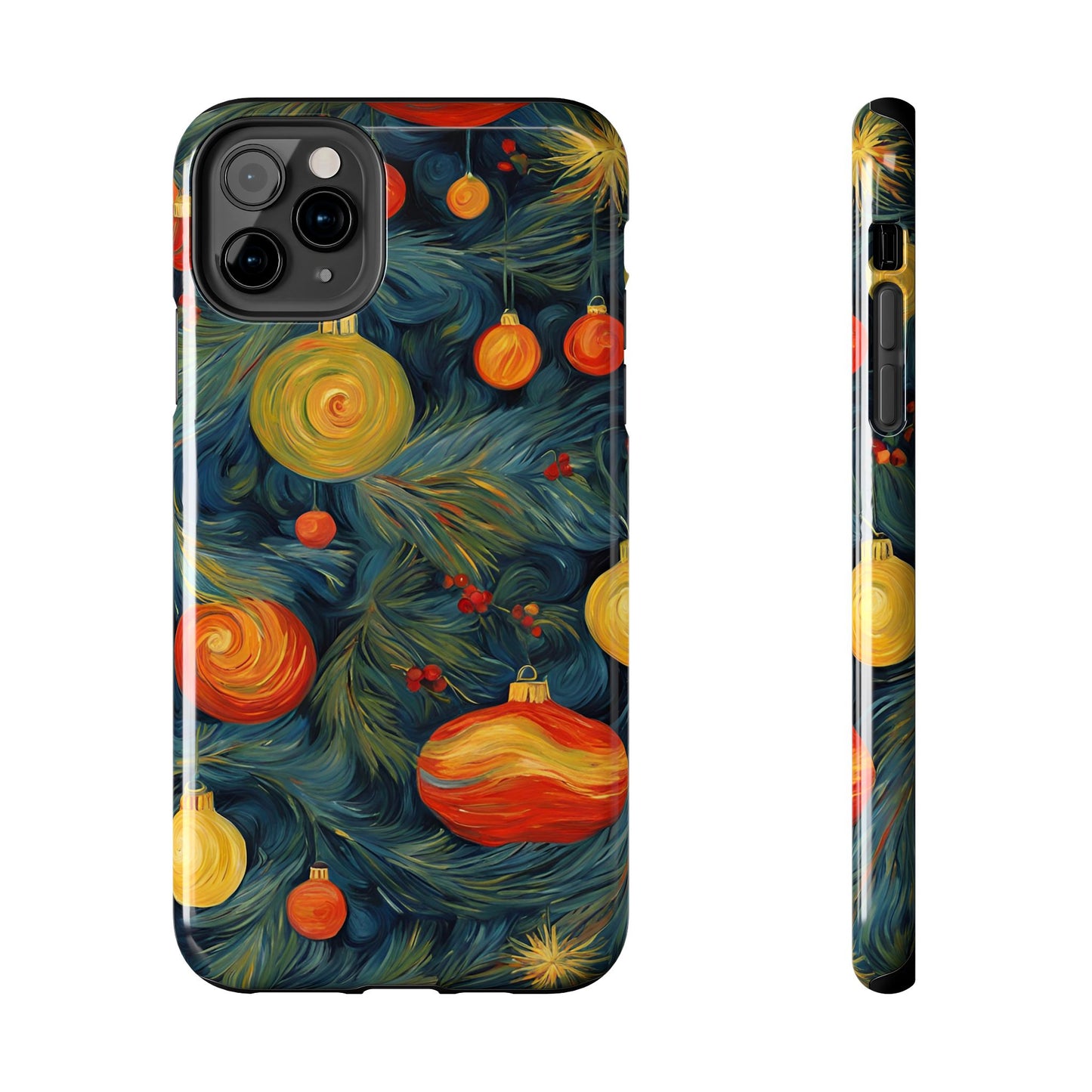 Christmas Tree and Ornaments Whimsical Art- Tough Phone Case for iPhones and Samsung Smartphones