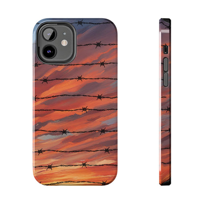 Barbed Wire at Sunset Tough Phone Case for iPhone and Samsung Smartphones