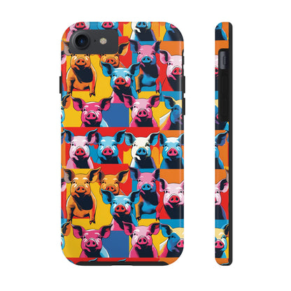 Colorful Pop Art Style Pigs Design - Tough Phone Cases for iPhone and Samsung Smartphones