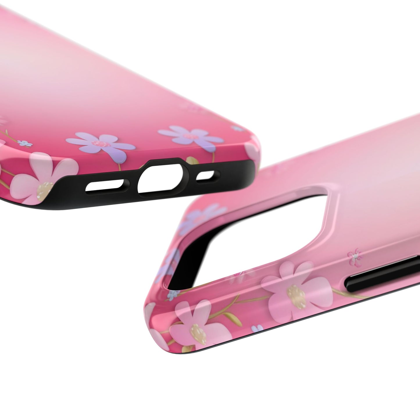 Phone Case - Flowers on Pink Ombre Design