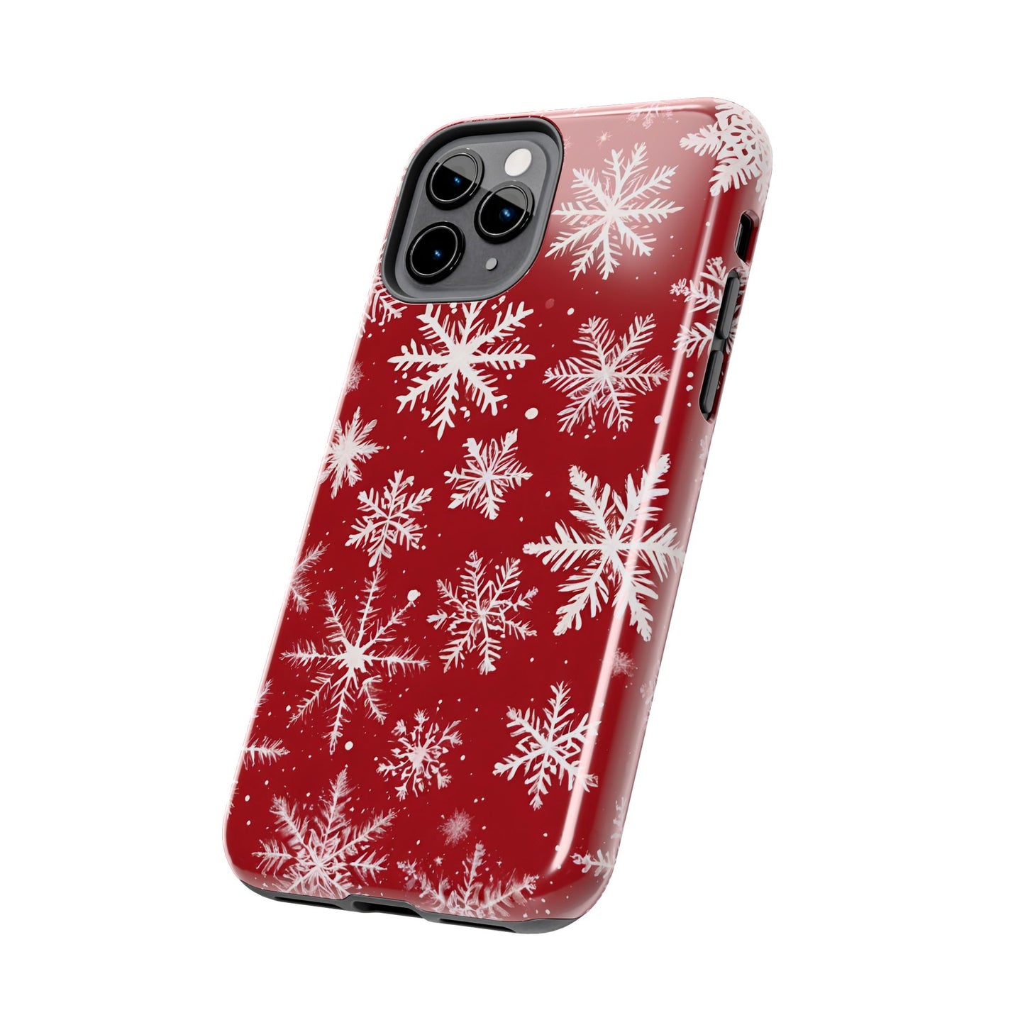 Snowflakes on Red - Tough Phone Case for iPhone and Samsung Phone Cases