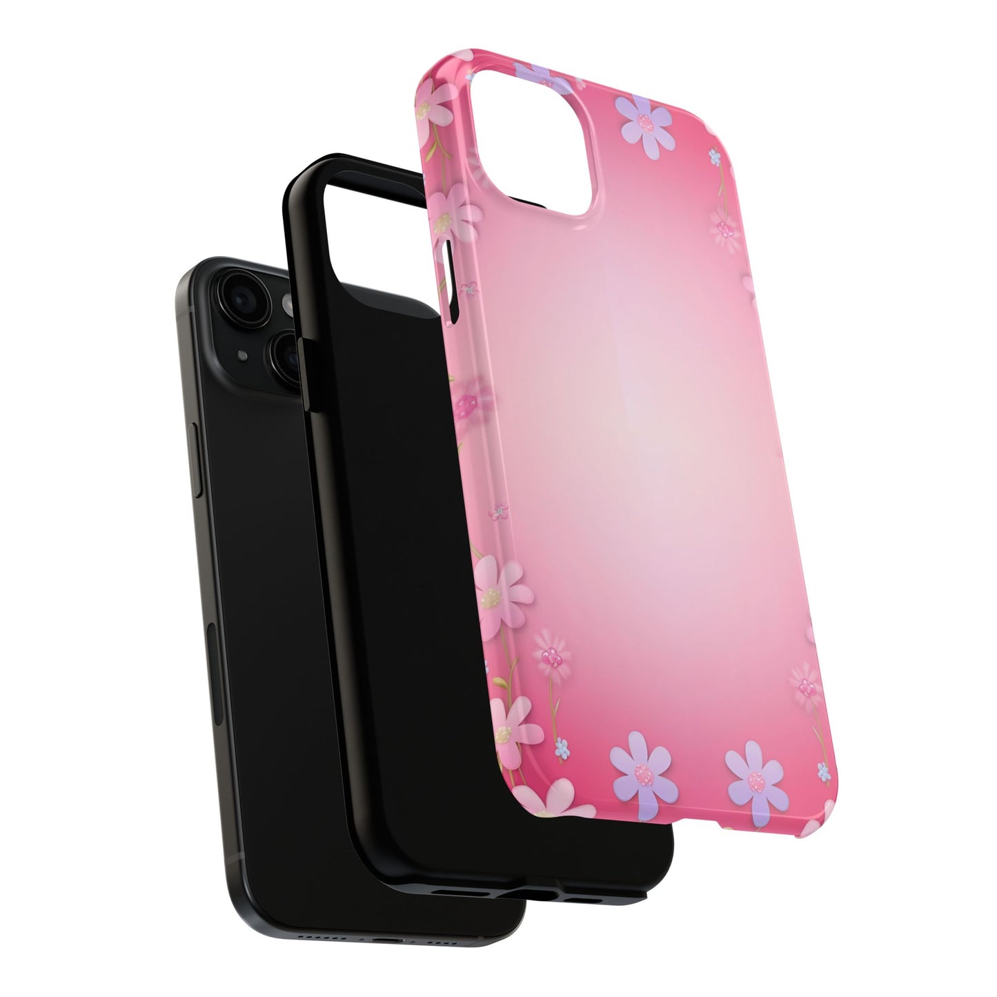 Phone Case - Flowers on Pink Ombre Design