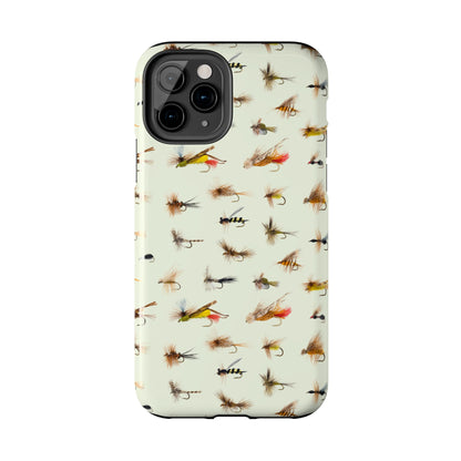 Dry Fly Fishing Lures in Cream  Tough Phone Case for iPhone and Samsung Smartphones