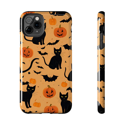 Halloween Black Cats and Pumpkins - Tough Phone Case for iPhones and Samsung Smartphones