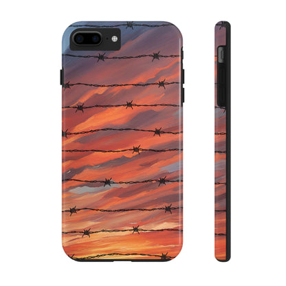 Barbed Wire at Sunset Tough Phone Case for iPhone and Samsung Smartphones