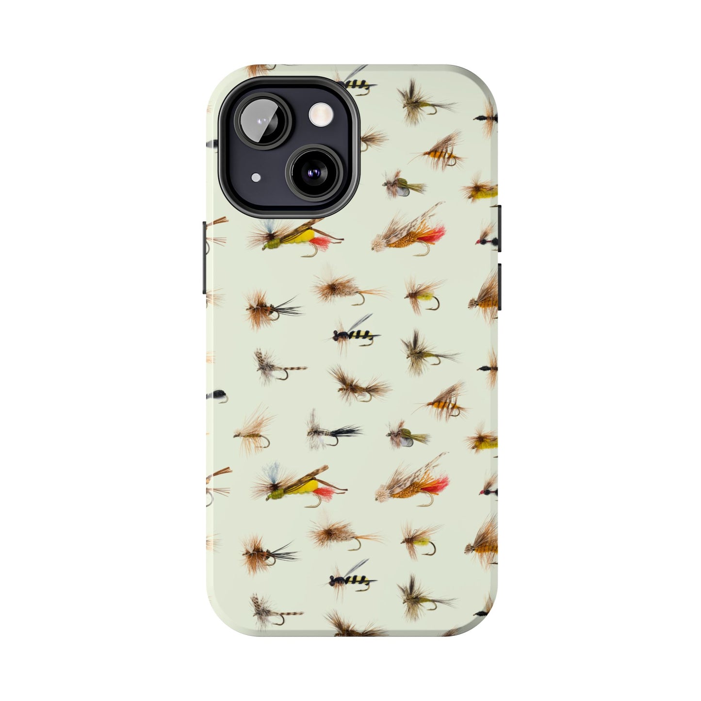 Dry Fly Fishing Lures in Cream  Tough Phone Case for iPhone and Samsung Smartphones