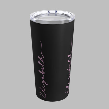 20oz Tumbler Personalized Minimal and Elegant Design - Black with Pink