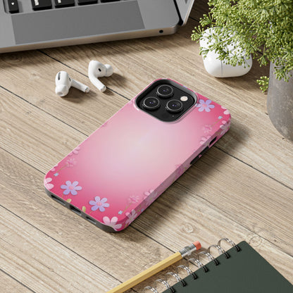 Phone Case - Flowers on Pink Ombre Design