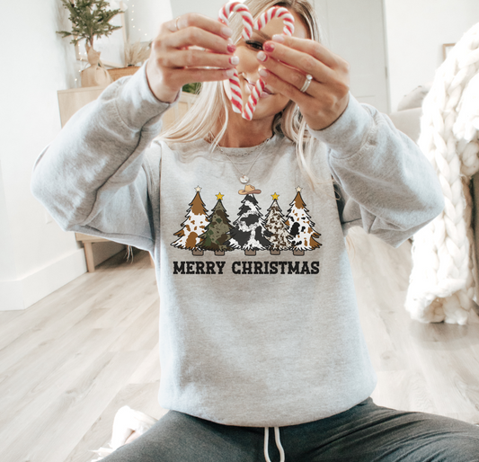 Animal Print Christmas Trees Sweatshirt