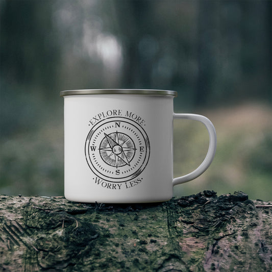 Explore More, Worry Less Enamel Camping Mug