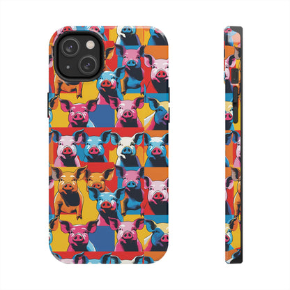 Colorful Pop Art Style Pigs Design - Tough Phone Cases for iPhone and Samsung Smartphones