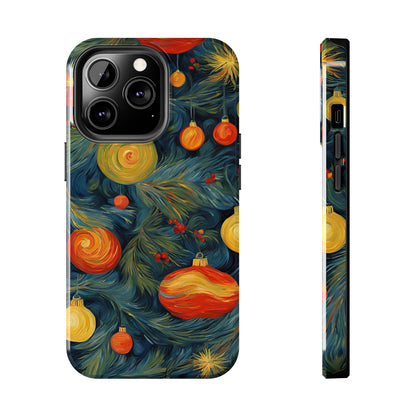 Christmas Tree and Ornaments Whimsical Art- Tough Phone Case for iPhones and Samsung Smartphones