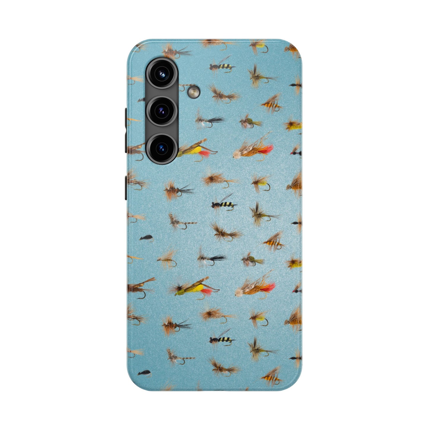 Dry Fly Fishing Lures in Light Blue Tough Phone Case for iPhone and Samsung Smartphones