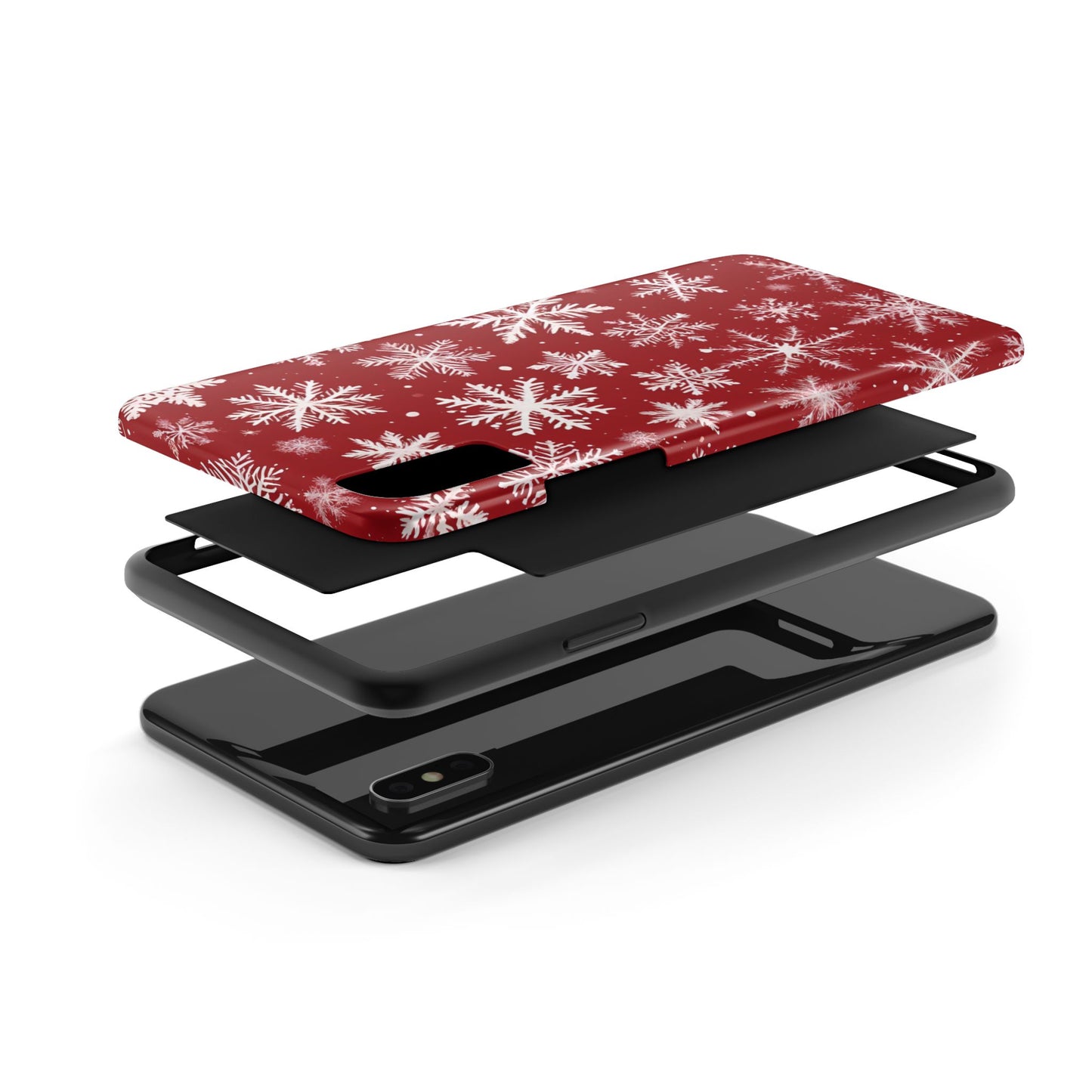 Snowflakes on Red - Tough Phone Case for iPhone and Samsung Phone Cases