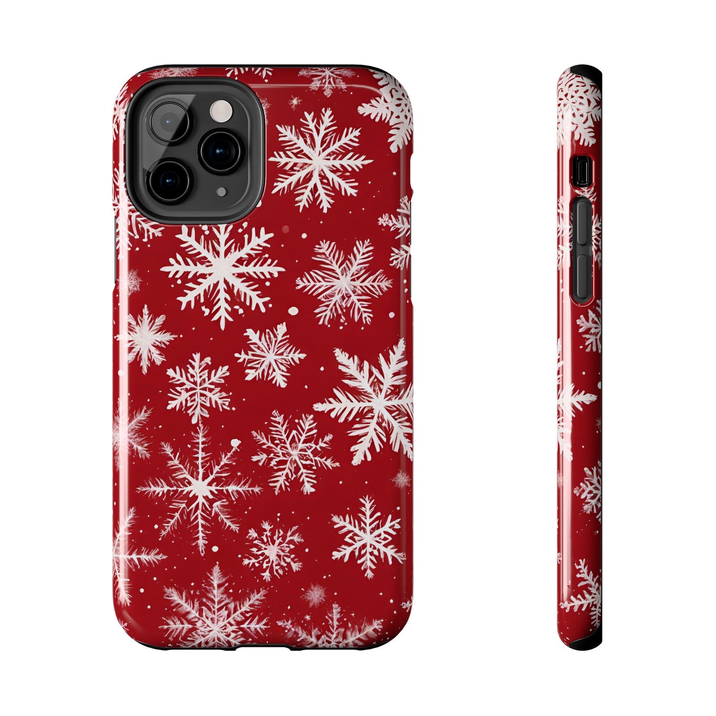 Snowflakes on Red - Tough Phone Case for iPhone and Samsung Phone Cases