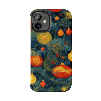 Christmas Tree and Ornaments Whimsical Art- Tough Phone Case for iPhones and Samsung Smartphones