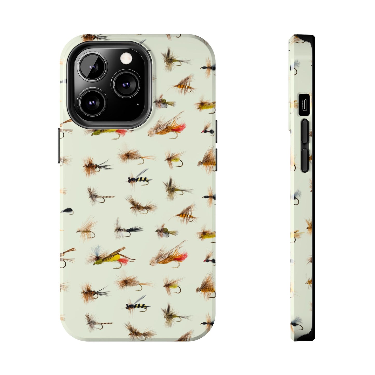 Dry Fly Fishing Lures in Cream  Tough Phone Case for iPhone and Samsung Smartphones