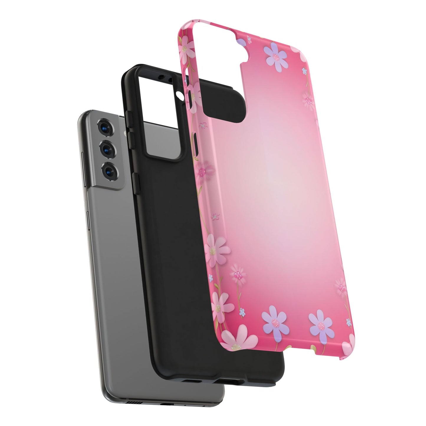 Phone Case - Flowers on Pink Ombre Design