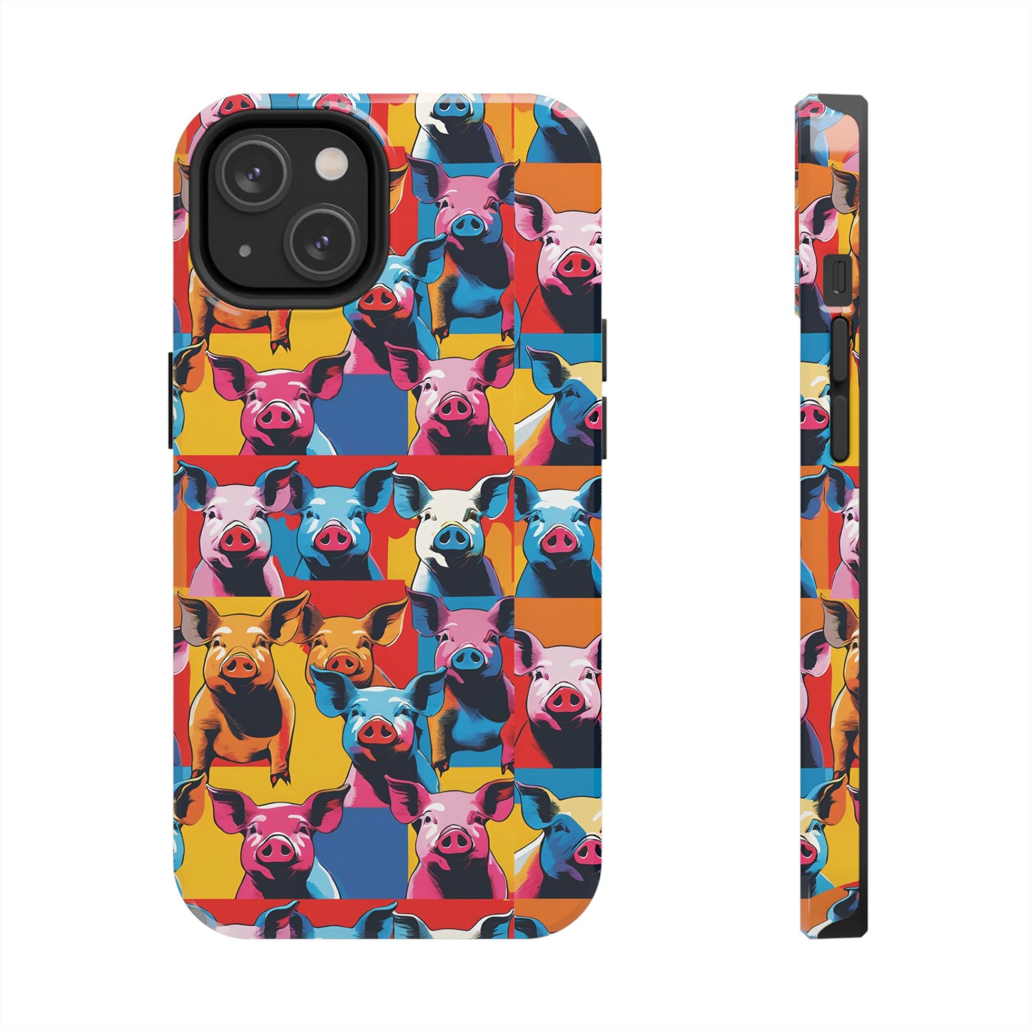 Colorful Pop Art Style Pigs Design - Tough Phone Cases for iPhone and Samsung Smartphones