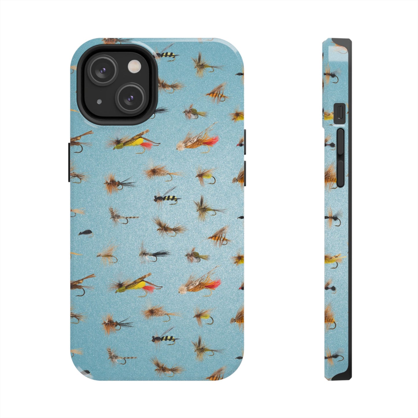 Dry Fly Fishing Lures in Light Blue Tough Phone Case for iPhone and Samsung Smartphones