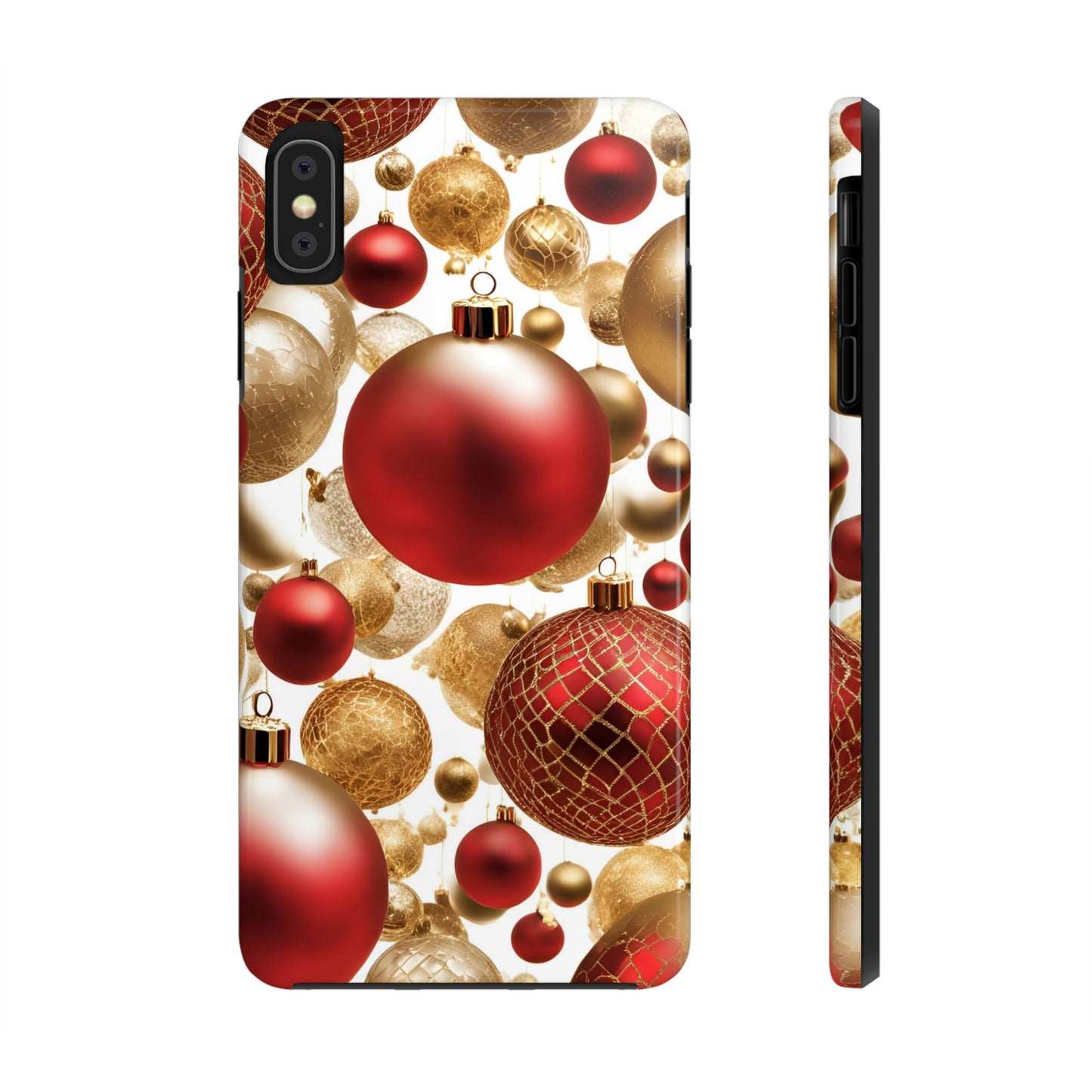 Red and Gold Christmas Ornaments - Tough Phone Case for iPhone and Samsung Smartphones