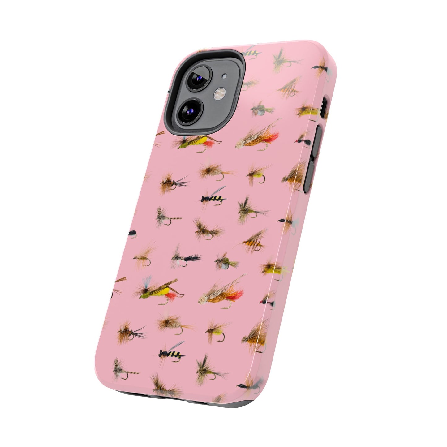 Dry Fly Fishing Lures in Pink Tough Phone Case for iPhone and Samsung Smartphones