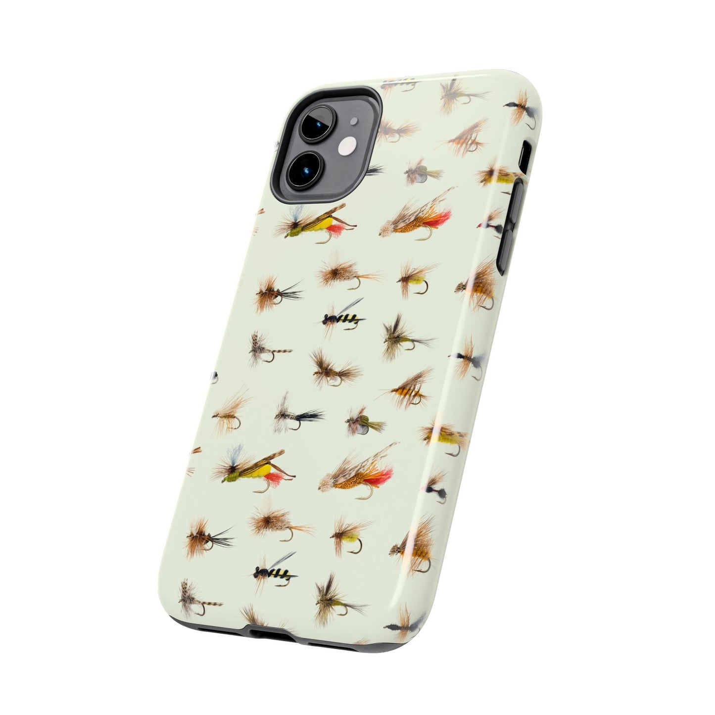 Dry Fly Fishing Lures in Cream  Tough Phone Case for iPhone and Samsung Smartphones