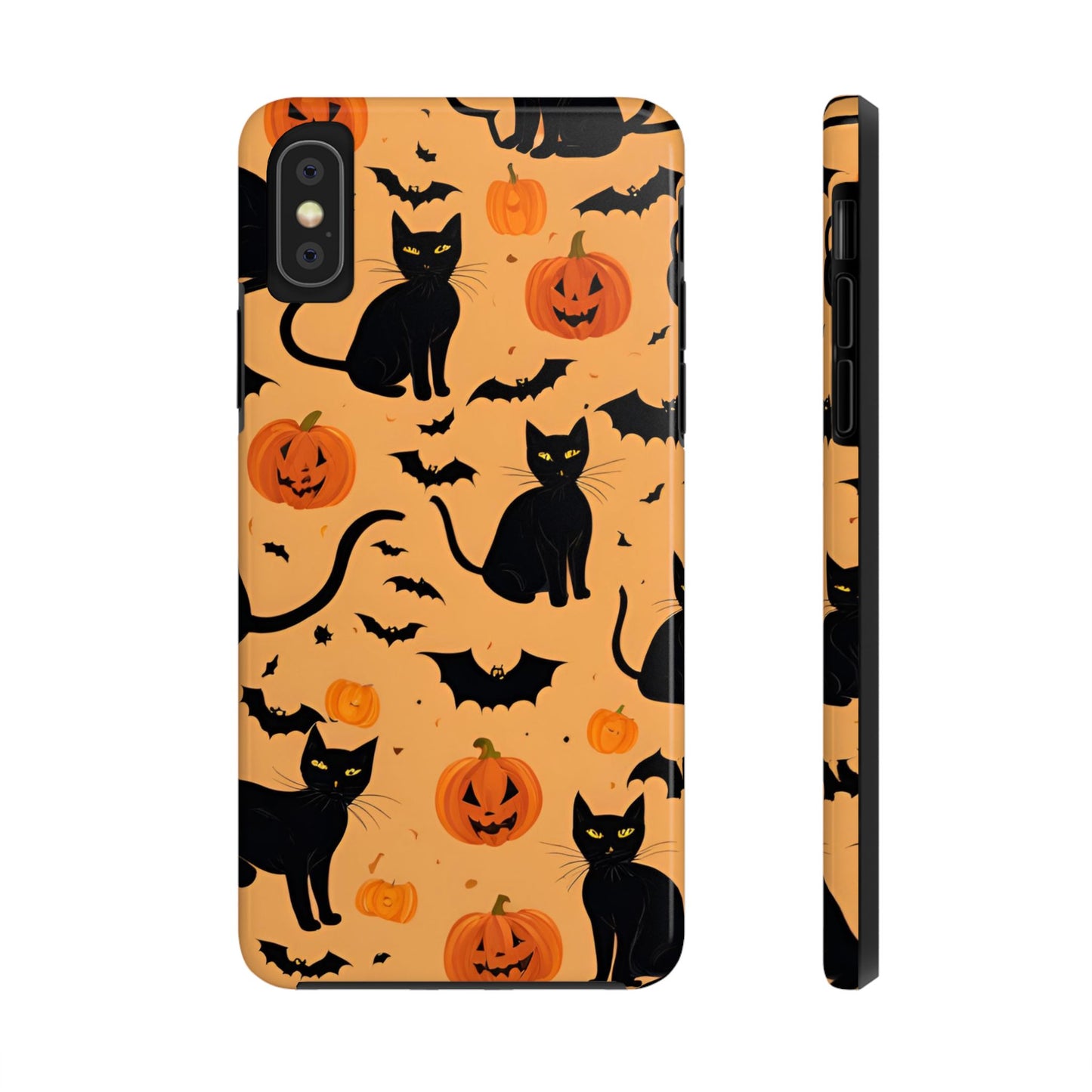 Halloween Black Cats and Pumpkins - Tough Phone Case for iPhones and Samsung Smartphones