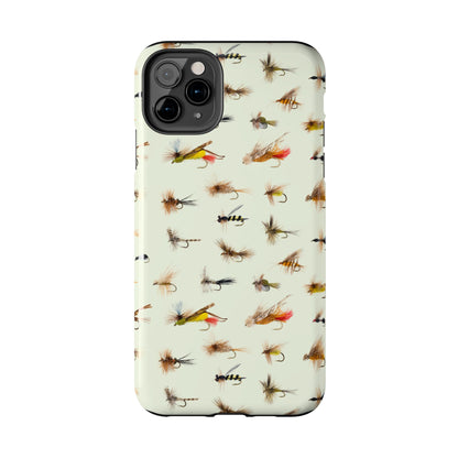 Dry Fly Fishing Lures in Cream  Tough Phone Case for iPhone and Samsung Smartphones