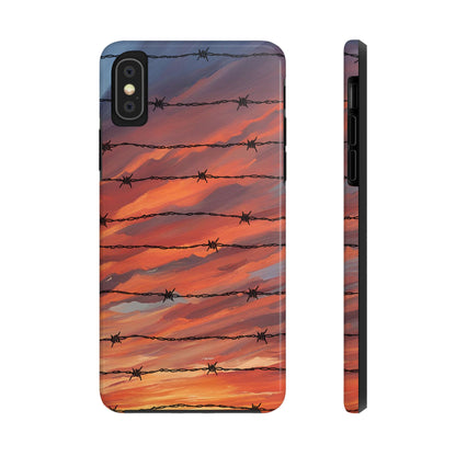 Barbed Wire at Sunset Tough Phone Case for iPhone and Samsung Smartphones