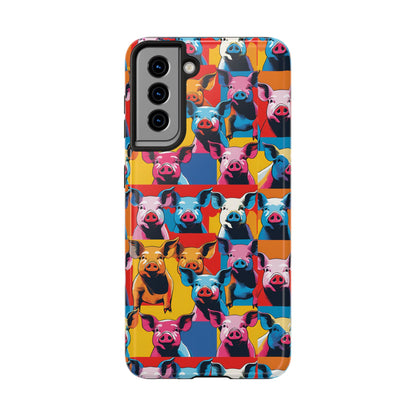 Colorful Pop Art Style Pigs Design - Tough Phone Cases for iPhone and Samsung Smartphones