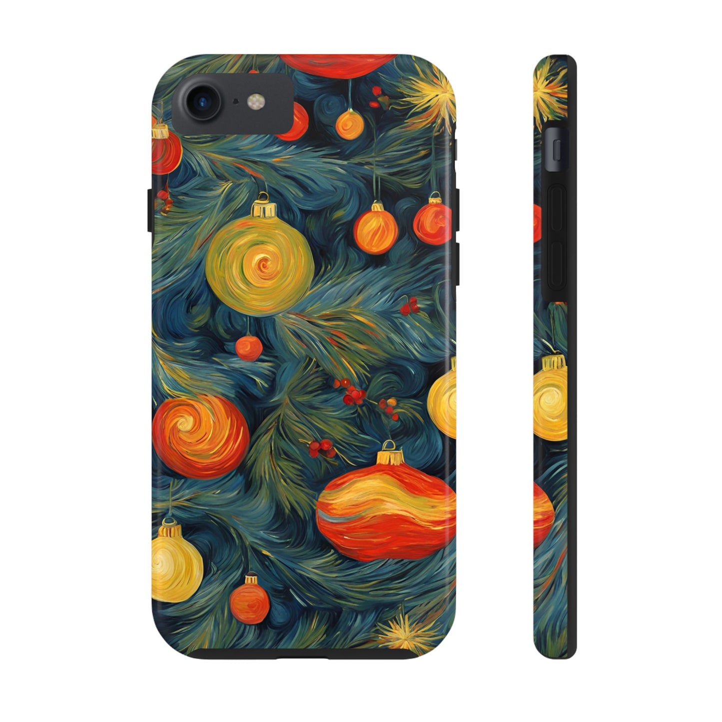 Christmas Tree and Ornaments Whimsical Art- Tough Phone Case for iPhones and Samsung Smartphones