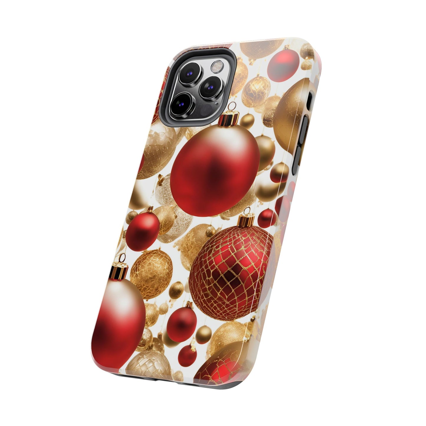 Red and Gold Christmas Ornaments - Tough Phone Case for iPhone and Samsung Smartphones