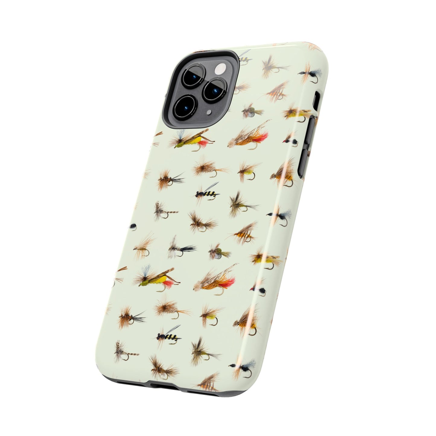 Dry Fly Fishing Lures in Cream  Tough Phone Case for iPhone and Samsung Smartphones